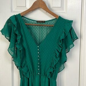 Gitaa Emerald Green Ruffle Dress